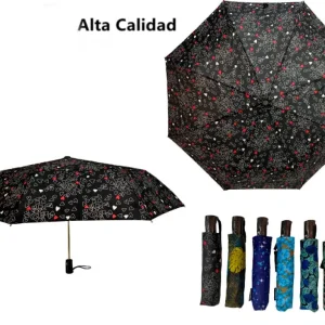 Paraguas de Alta Calidad con Diseño Colorido, Mango Antideslizante y Funda para Mujer