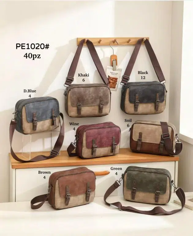 Bolso Bandolera Sintético Tricolor de Mujer con Solapa Frontal y Bolsillo Trasero - Imagen 3