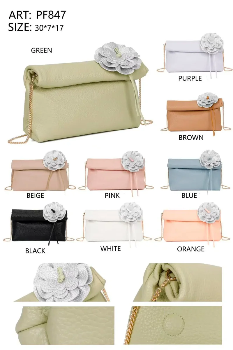 Bolso de Hombro Sintético de Mujer con Flor Decorativa, Cierre de 2 Imanes y Gran Capacidad - Imagen 3