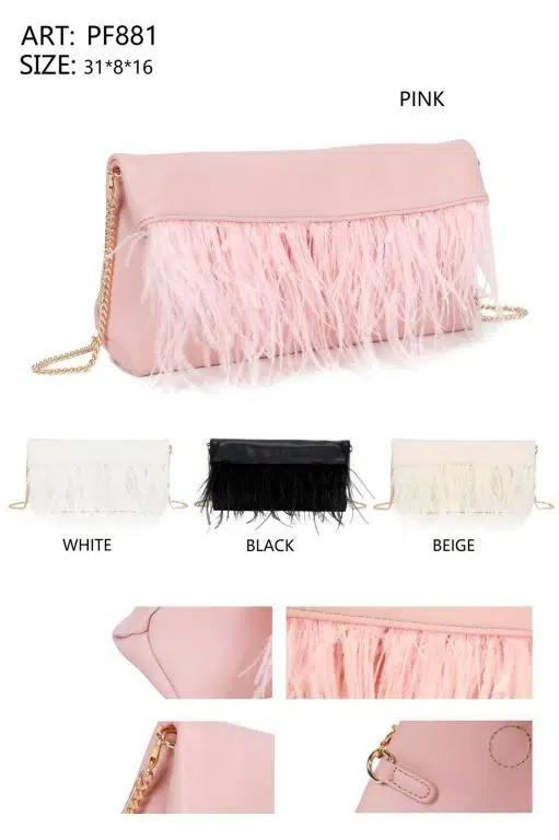 Bolso Sintético para Mujer con Solapa de Flecos, 4 Imanes y 2 Asas Largas de Cadena - Imagen 3