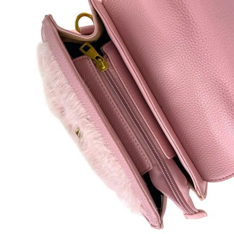 Bolso de Mano con Pelo Sintético, Bolsillo Trasero y Bonito Diseño para Mujer - Imagen 5