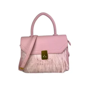 Bolso de Mano con Pelo Sintético, Bolsillo Trasero y Bonito Diseño para Mujer