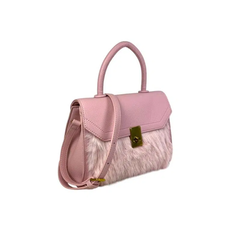 Bolso de Mano con Pelo Sintético, Bolsillo Trasero y Bonito Diseño para Mujer - Imagen 4