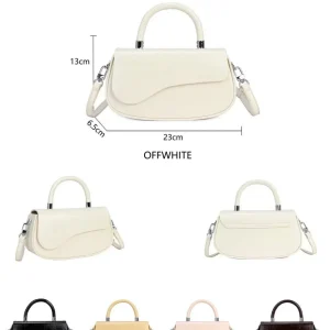 Bolso de Mano Sintético Rígido con Solapa Curva Original y Tira Bandolera Ajustable para Mujer
