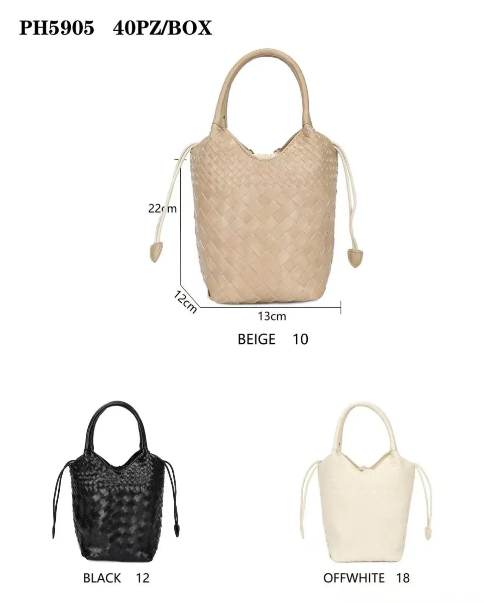 Bolso de Mano Sintético con Diseño Trenzado y Saco Interno Cosido de Cuerdas para Mujer - Imagen 3