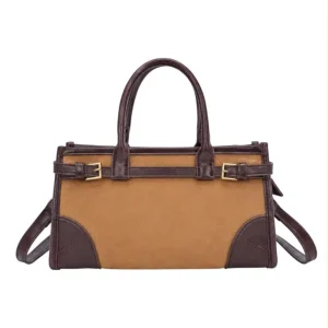 Bolso de Mano Sintético Bicolor de Mujer con Tejido de Calidad y Estilo Cinturón Frontal