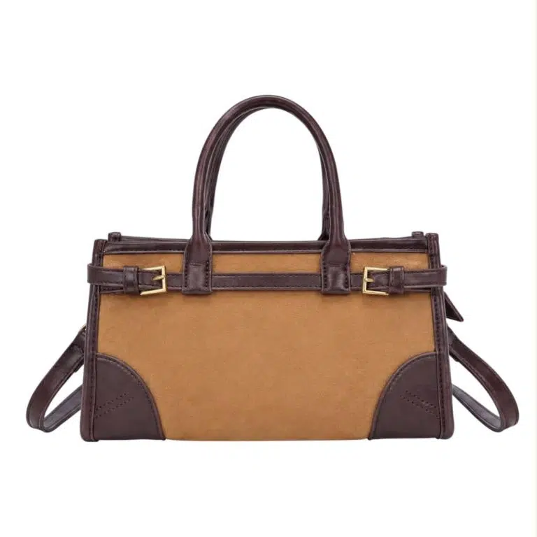 Bolso de Mano Sintético Bicolor de Mujer con Tejido de Calidad y Estilo Cinturón Frontal