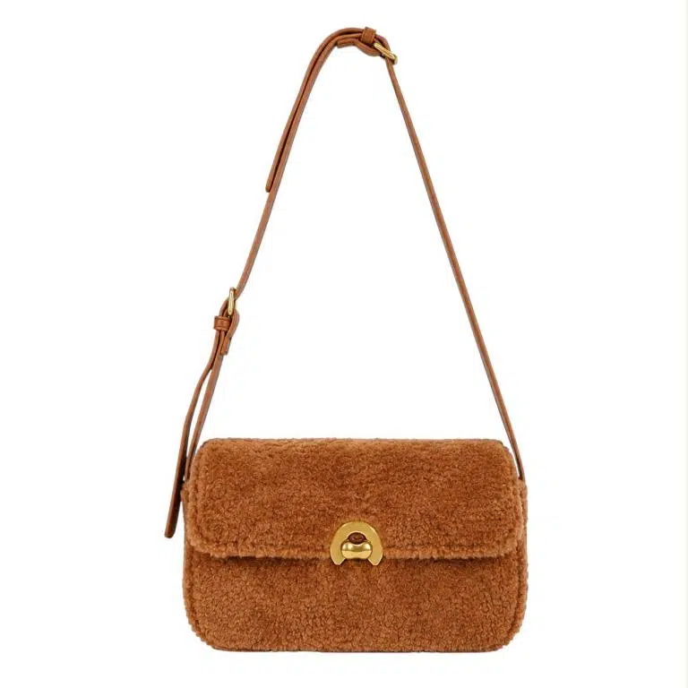 Bolso Bandolera Sintético Estilo Borreguito con Solapa de Giro y Precioso Diseño para Mujer - Imagen 3