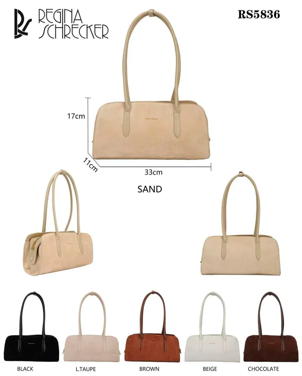 Bolso de Hombro Sintético Estilo Serraje Tipo Baguette con Botones Laterales para Mujer - Imagen 4
