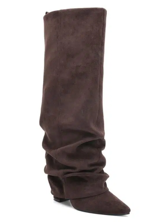 Botas Altas de Mujer con Diseño Fruncido y Punta Afilada