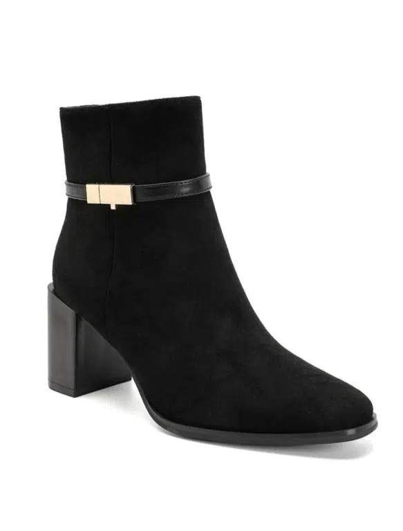 Botines de Mujer con Bloque de Tacón y Elegante Detalle Dorado - Imagen 3