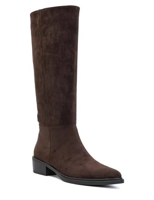 Botas Altas Clásicas para Mujer con Cremallera, Tacón Bajo y Punta Afilada