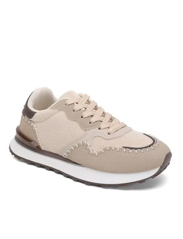 Zapatillas de Mujer con Diseño de Costuras Decorativas, Cordones y Suela Blanca - Imagen 5