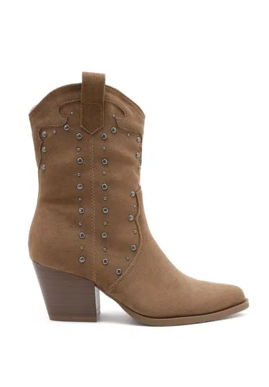 Botines de Mujer Estilo Cowboy con Tachuelas Decorativas Plateadas y Bloque de Tacón - Imagen 9