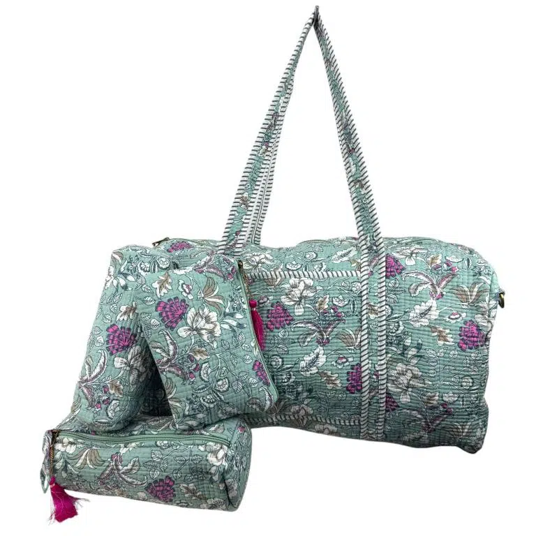 Pack Bolso de Viaje Acolchado Algodón + 3 Neceser A Juego con Diseño Exclusivo Mujer - Imagen 4