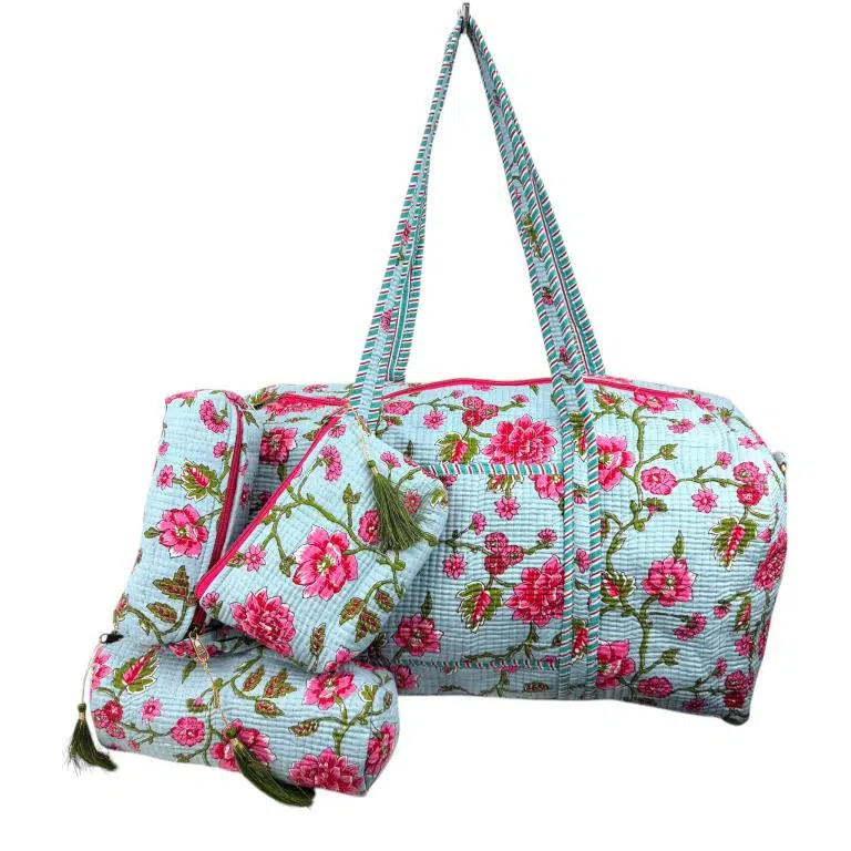 Pack Bolso de Viaje Acolchado Algodón + 3 Neceser A Juego con Diseño Exclusivo Mujer - Imagen 5
