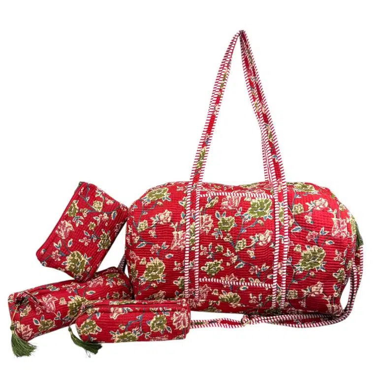 Pack Bolso de Viaje Acolchado Algodón + 3 Neceser A Juego con Diseño Exclusivo Mujer - Imagen 6