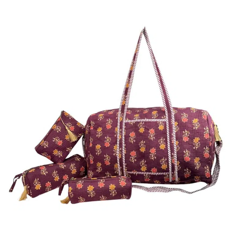 Pack Bolso de Viaje Acolchado Algodón + 3 Neceser A Juego con Diseño Exclusivo Mujer - Imagen 7