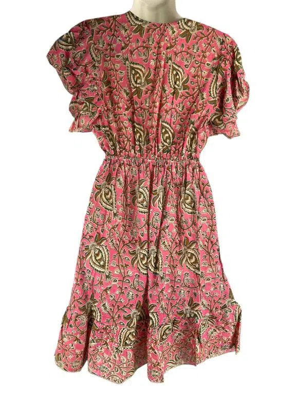 Vestido Corto Artesanal de Algodón con Escote, Mangas con Volantes y Talla Única para Mujer - Imagen 3