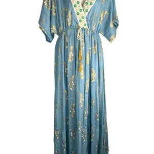 Vestido Largo Artesanal Estilo Boho para Mujer con Mangas, Cuello en V y Gran Calidad