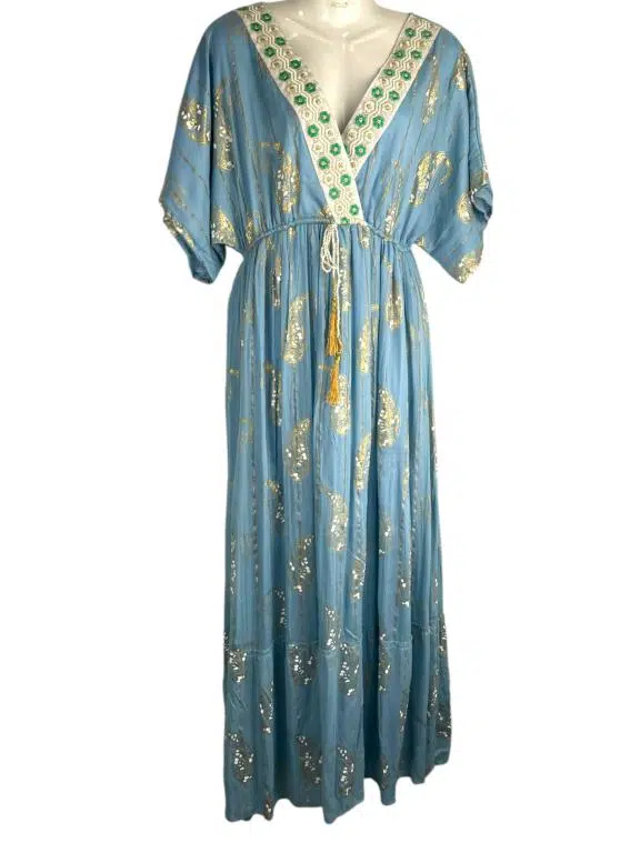 Vestido Largo Artesanal Estilo Boho para Mujer con Mangas, Cuello en V y Gran Calidad - Imagen 2