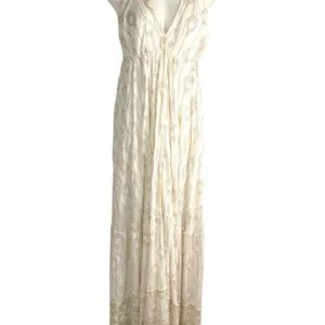 Vestido Largo y Ligero Artesanal Sin Mangas para Mujer con Espalda Descubierta y Talla Única