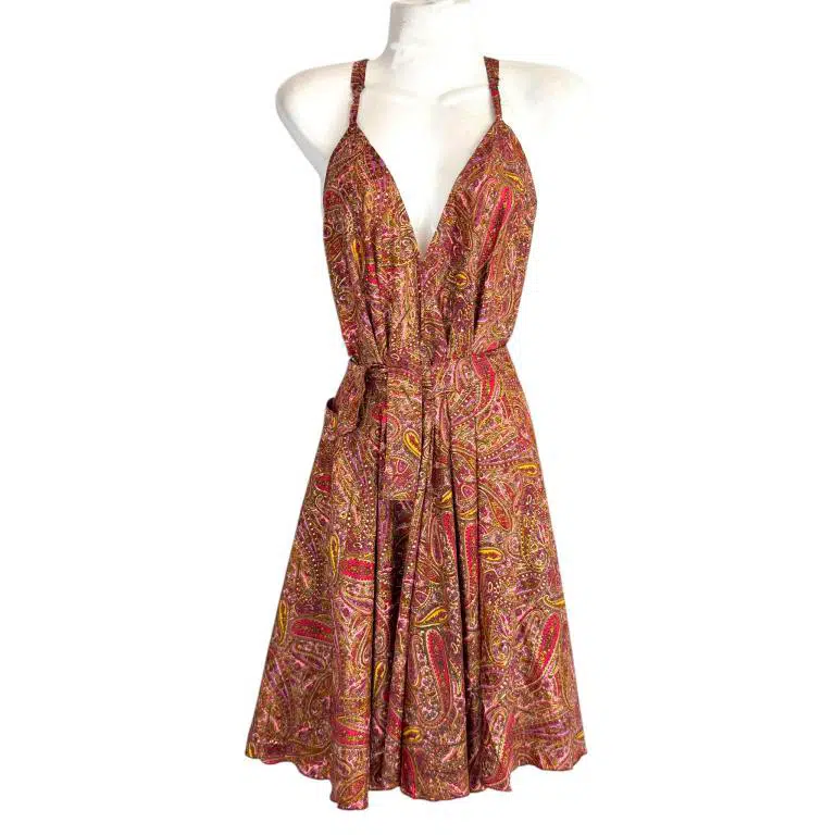 Vestido Corto Artesanal de Seda para Mujer con Escote y Espalda Descubierta - Imagen 3