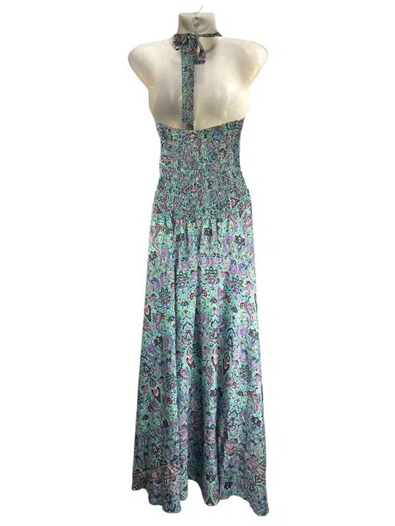 Vestido Largo de Mujer Artesanal Multicolor en Seda con Tirantes y Gran Calidad - Imagen 3
