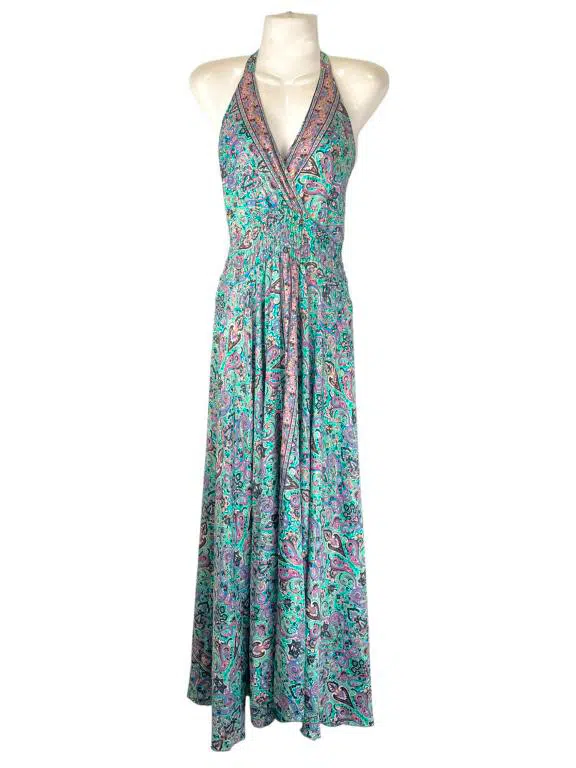 Vestido Largo de Mujer Artesanal Multicolor en Seda con Tirantes y Gran Calidad - Imagen 2