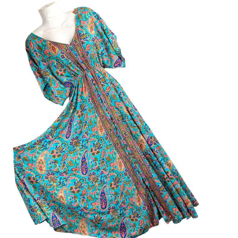 Vestido Artesanal Largo de Seda con Talla Única, Bonitos Colores y Gran Calidad para Mujer - Imagen 5