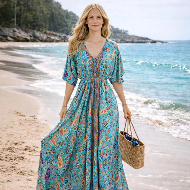 Vestido Artesanal Largo de Seda con Talla Única, Bonitos Colores y Gran Calidad para Mujer - Imagen 2