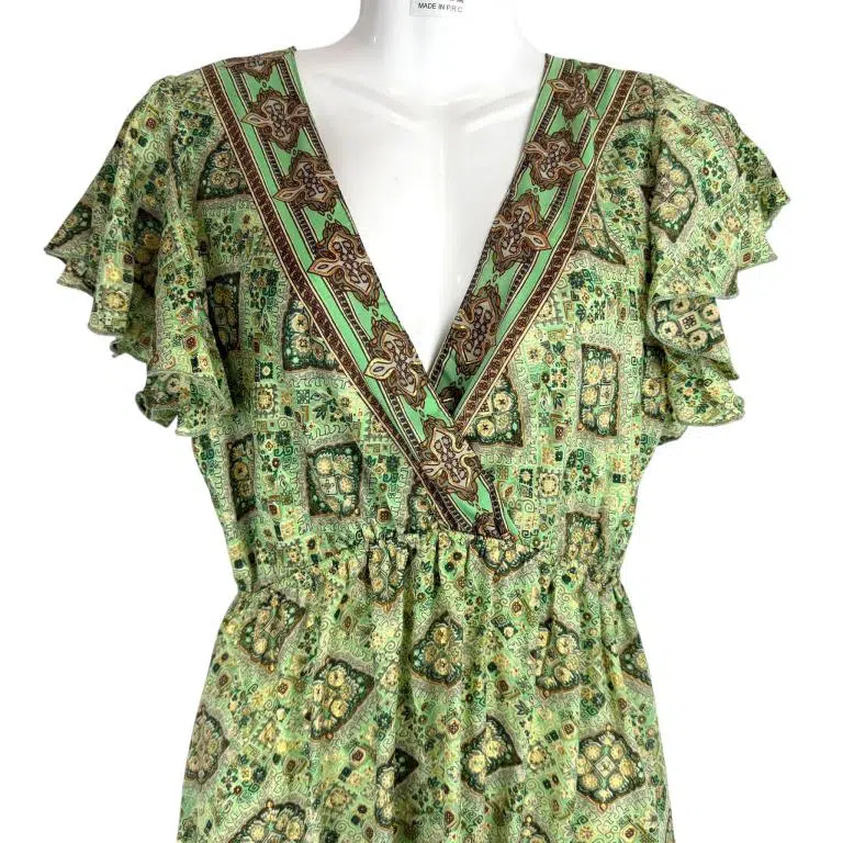 Vestido Largo Artesanal de Seda para Mujer con Cuello en V, Talla Única y Vivos Colores - Imagen 5