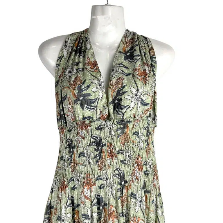 Vestido Largo Artesanal de Seda para Mujer con Cuello en V y Espalda Descubierta - Imagen 6
