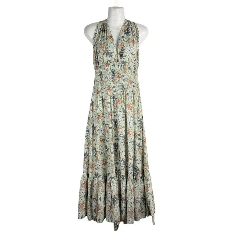 Vestido Largo Artesanal de Seda para Mujer con Cuello en V y Espalda Descubierta - Imagen 4