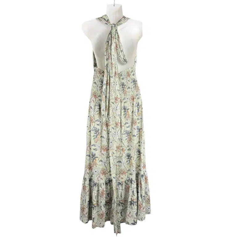 Vestido Largo Artesanal de Seda para Mujer con Cuello en V y Espalda Descubierta - Imagen 5