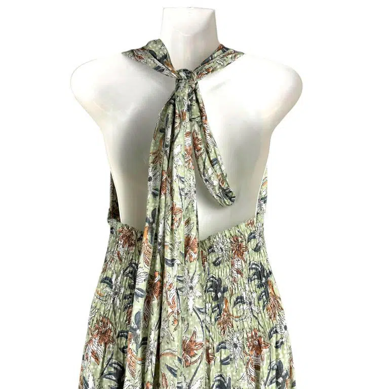 Vestido Largo Artesanal de Seda para Mujer con Cuello en V y Espalda Descubierta - Imagen 7