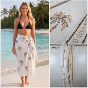 Pareo de Algodón con Diseño Palmeras Fabricado en India para Mujer