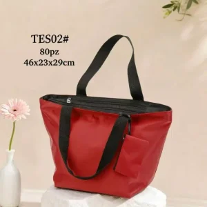 Bolso de Hombro Shopper en Nylon con 2 Cremalleras Superiores y Monedero Extra de Mujer