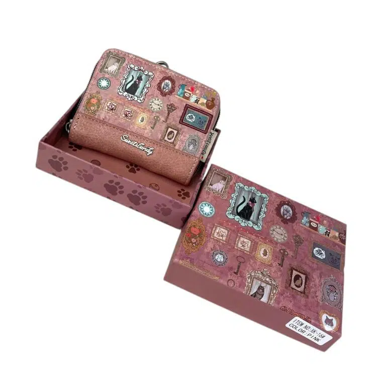 Monedero Sintético Sweet Candy con Diseño Gato, Asa Larga y Trasero Transparente para Mujer - Imagen 6