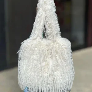 Bolso de Hombro Sintético con Pelito y 2 Asas Largas para Mujer
