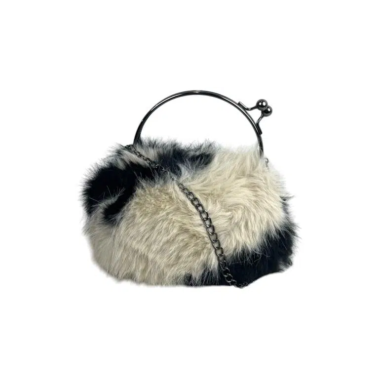 Bolso Sintético con Pelito, Cierre de Click y Asa Larga de Cadena para Mujer - Imagen 5
