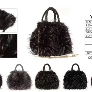 Bolso de Mano en Pelo Sintético con 2 Asas Cortas Trenzadas y Cremallera para Mujer