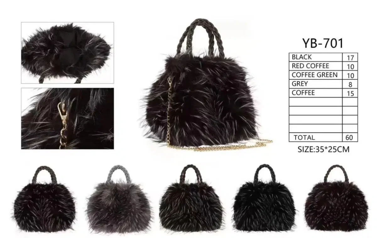 Bolso de Mano en Pelo Sintético con 2 Asas Cortas Trenzadas y Cremallera para Mujer - Imagen 2