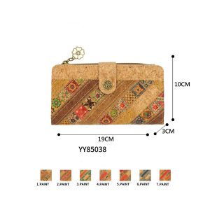 Alegre Cartera Ecológica de Corcho para Mujer con Mini Solapa de Botón y Cremallera