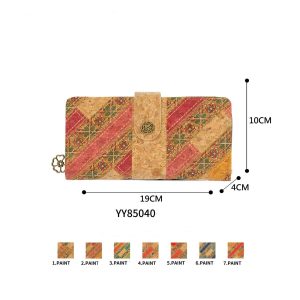 Cartera Larga de Corcho para Mujer con Mini Solapa, Cierre de Cremallera y Bonitos Colores