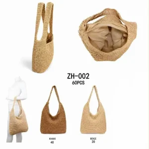 Bolso de Hombro en Papel para Mujer con 2 Asas Largas, Cremallera y Gran Capacidad