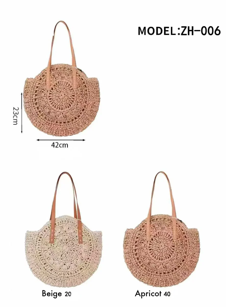 Amplio Bolso de Papel con Diseño Circular, Asas Largas y Cremallera para Mujer - Imagen 3