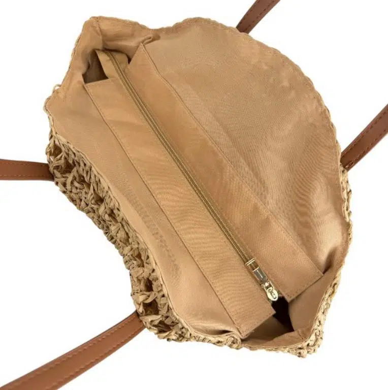 Amplio Bolso de Papel con Diseño Circular, Asas Largas y Cremallera para Mujer - Imagen 5
