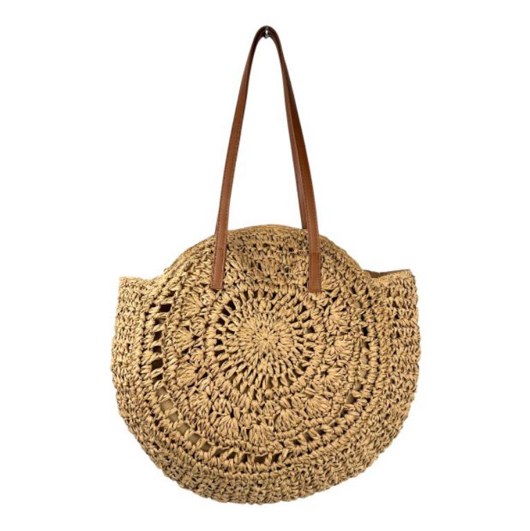 Amplio Bolso de Papel con Diseño Circular, Asas Largas y Cremallera para Mujer - Imagen 4
