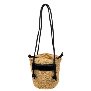 Original Bolso Bombonera de Papel Trenzado con Asas Deslizantes y Detalles a Contraste